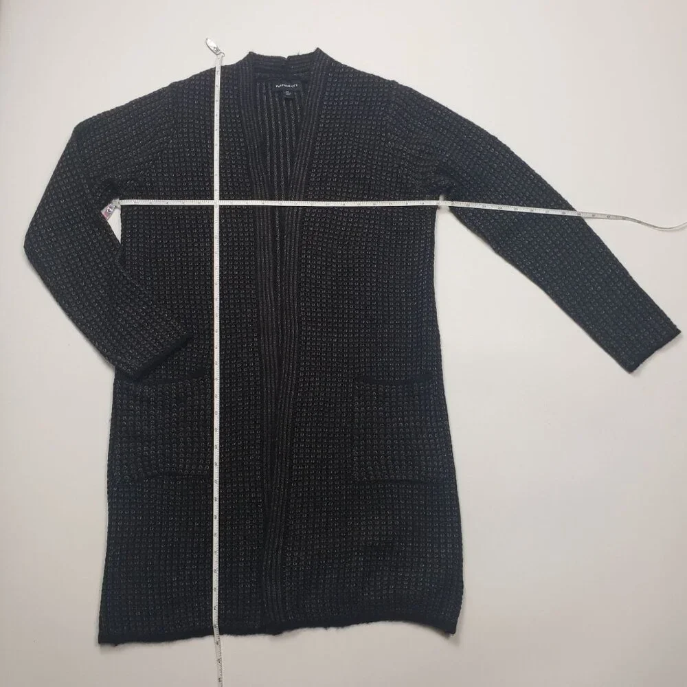 Fortune + Ivy Open Cardigan Sweater Women's Size Medium Black Grey Coatigan NWOT - Picture 3 of 16